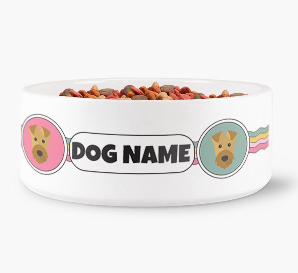 Rainbow Waves - Personalized Dog Bowl for your {breedFullName}