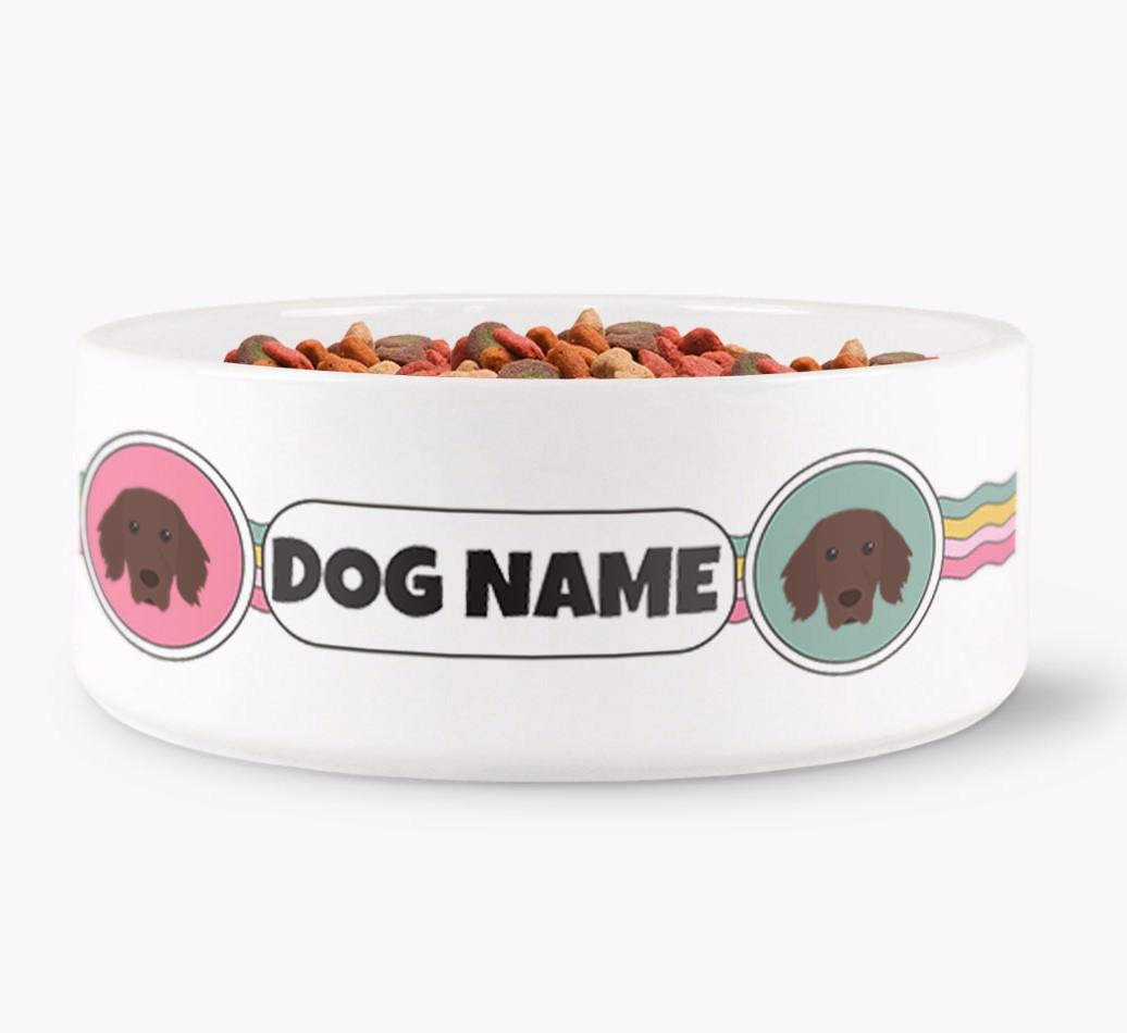 Rainbow Waves - Personalized Dog Bowl for your {breedFullName}