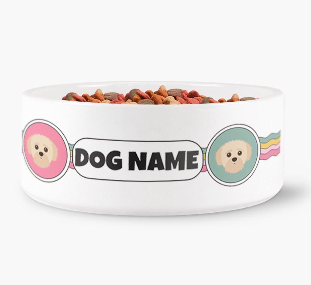 Rainbow Waves - Personalized Dog Bowl for your {breedFullName}