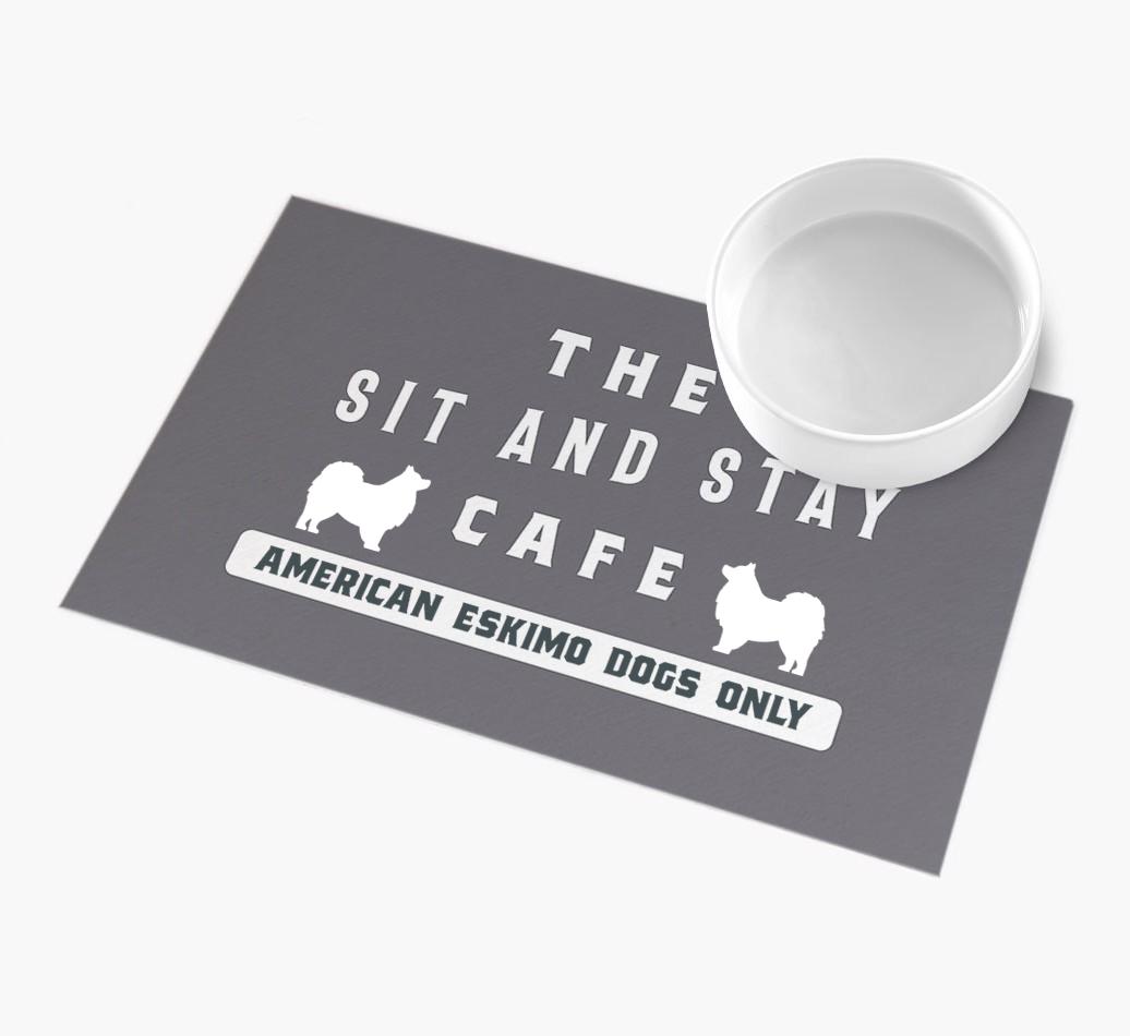 'Sit and Stay Cafe' - Personalized {breedFullName} Feeding Mat
