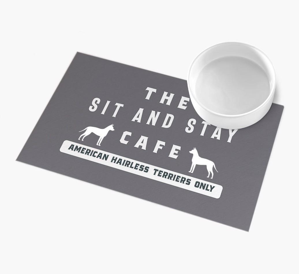 'Sit and Stay Cafe' - Personalized {breedFullName} Feeding Mat