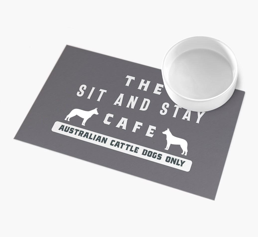 'Sit and Stay Cafe' - Personalized {breedFullName} Feeding Mat
