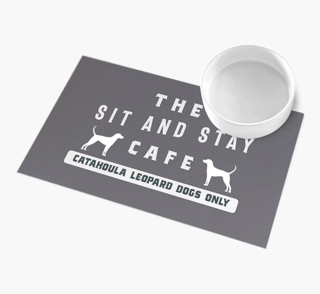 'Sit and Stay Cafe' - Personalized {breedFullName} Feeding Mat