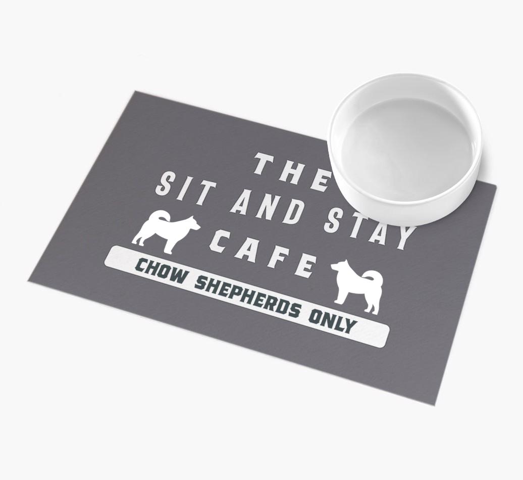 'Sit and Stay Cafe' - Personalized {breedFullName} Feeding Mat
