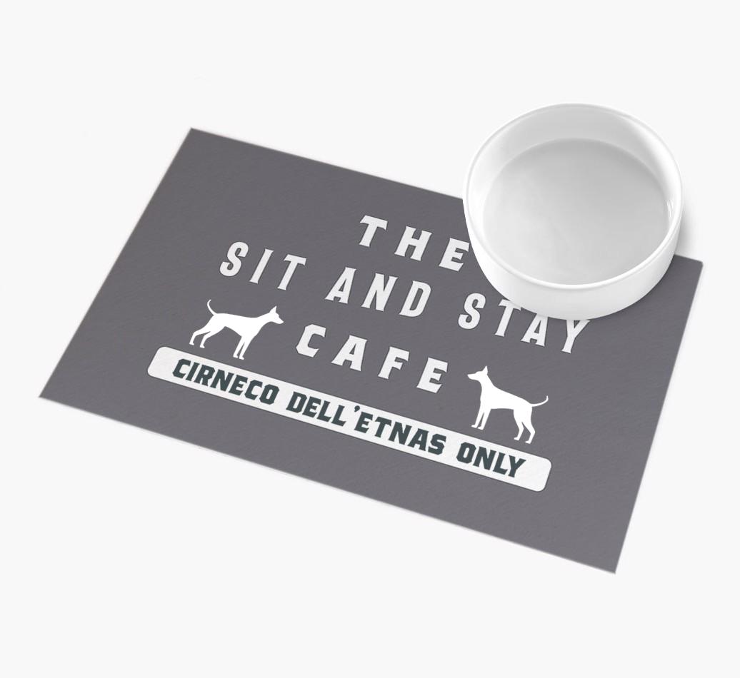 'Sit and Stay Cafe' - Personalized {breedFullName} Feeding Mat
