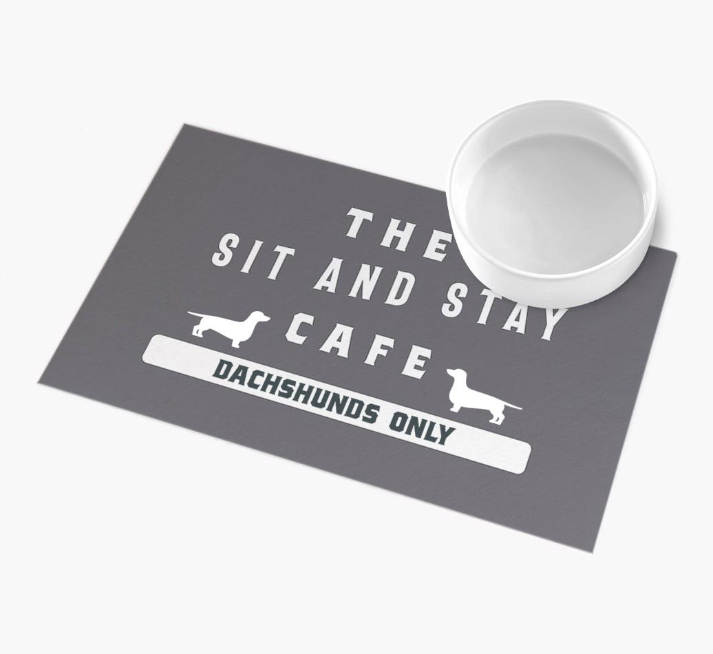 'Sit and Stay Cafe' - Personalized {breedFullName} Feeding Mat