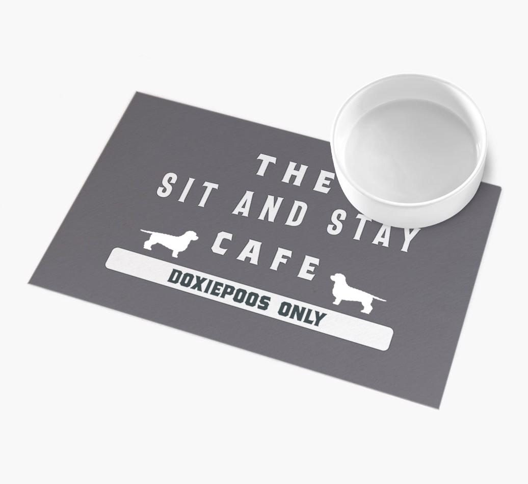 'Sit and Stay Cafe' - Personalized {breedFullName} Feeding Mat