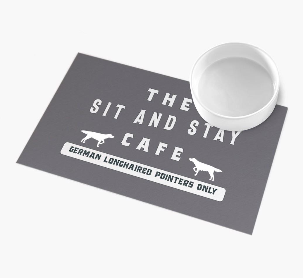 'Sit and Stay Cafe' - Personalized {breedFullName} Feeding Mat