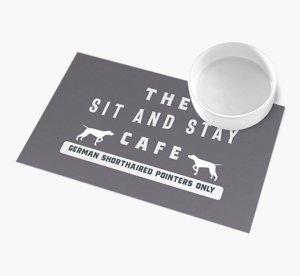 'Sit and Stay Cafe' - Personalized {breedFullName} Feeding Mat