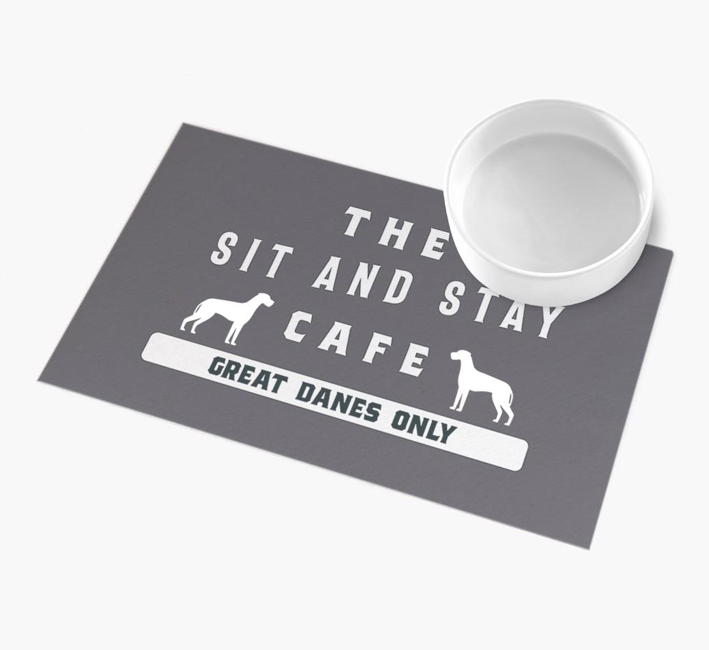 'Sit and Stay Cafe' - Personalized {breedFullName} Feeding Mat