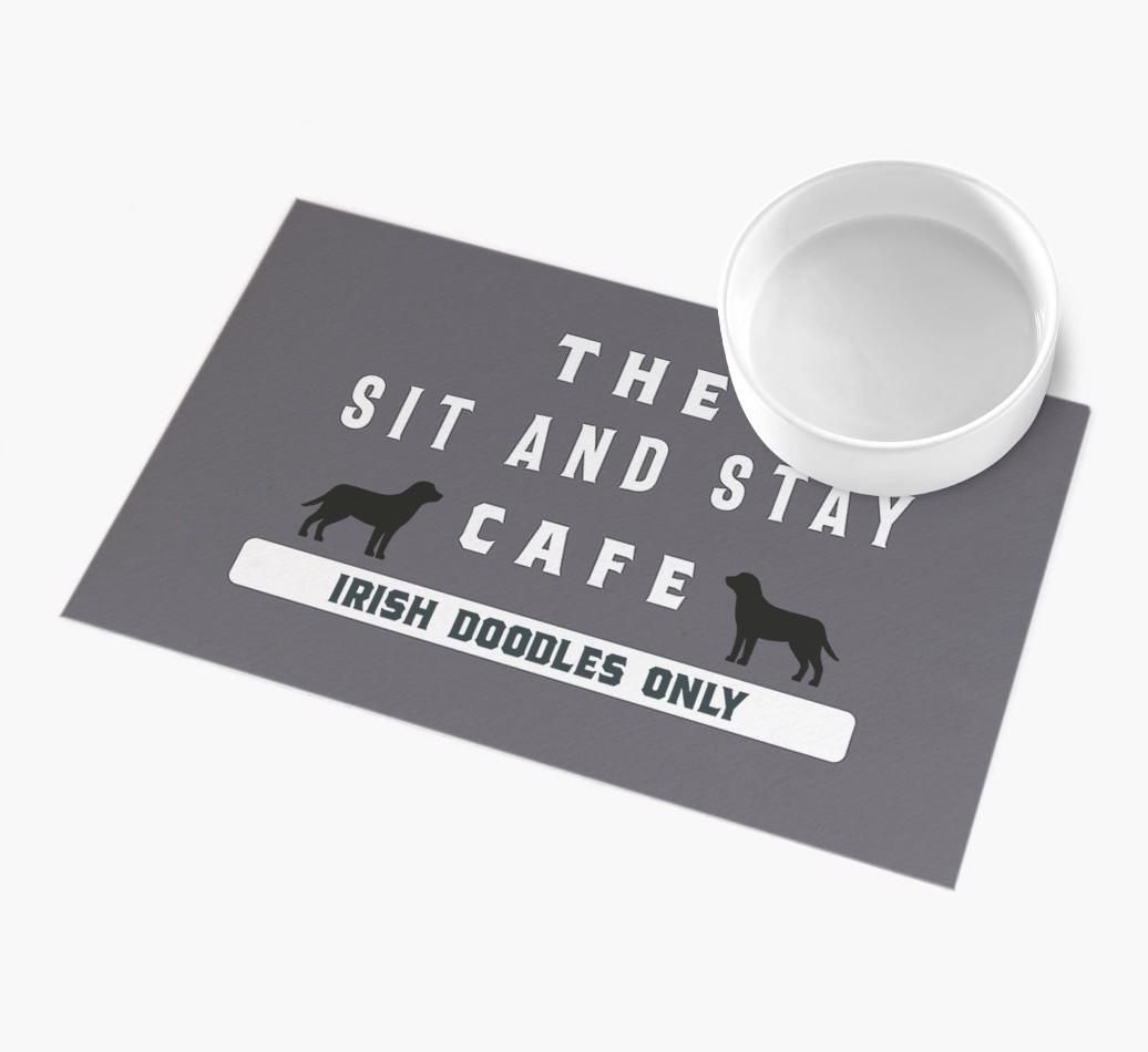 'Sit and Stay Cafe' - Personalized {breedFullName} Feeding Mat