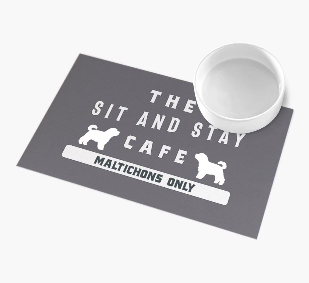 'Sit and Stay Cafe' - Personalized {breedFullName} Feeding Mat