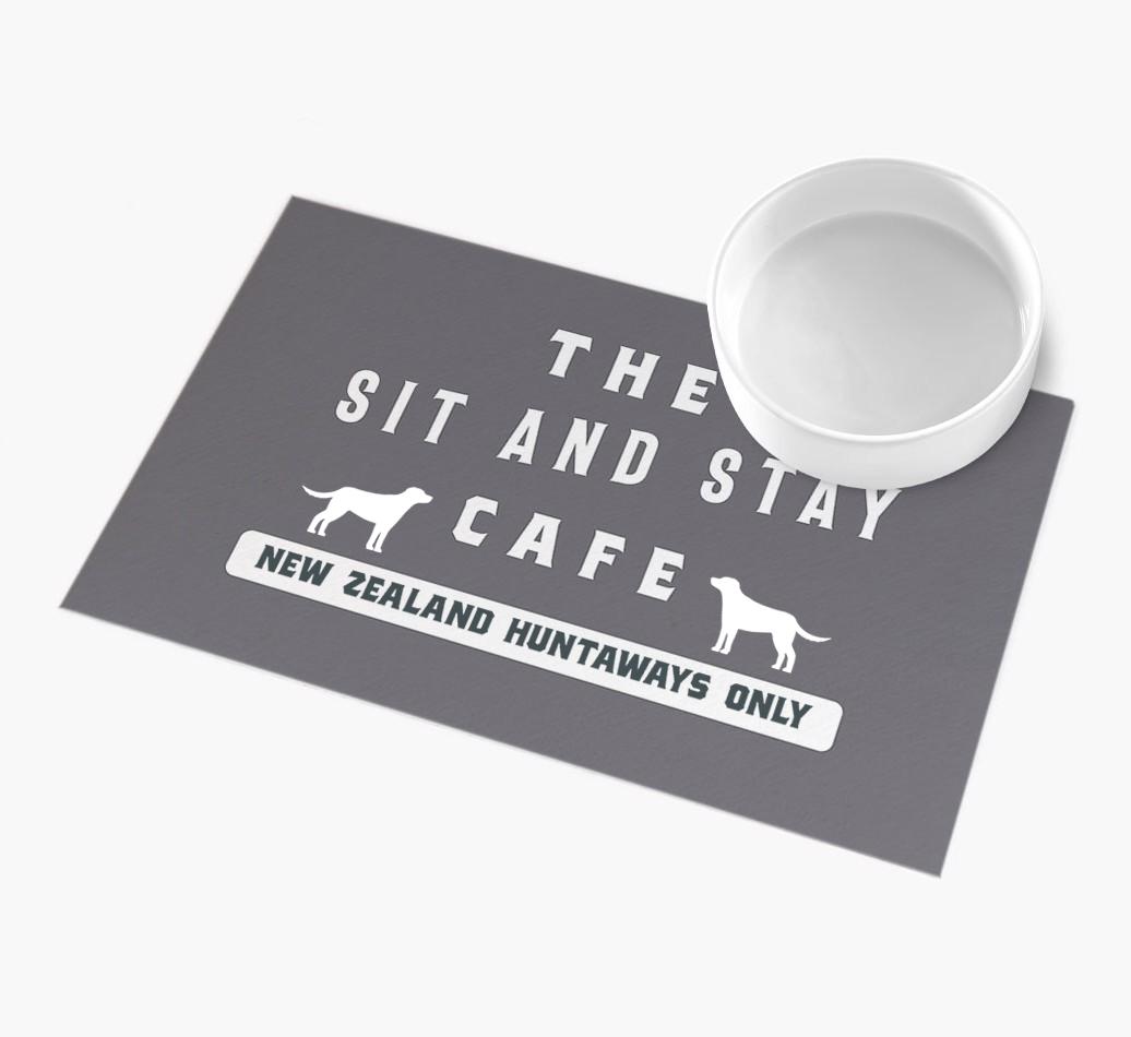 'Sit and Stay Cafe' - Personalized {breedFullName} Feeding Mat