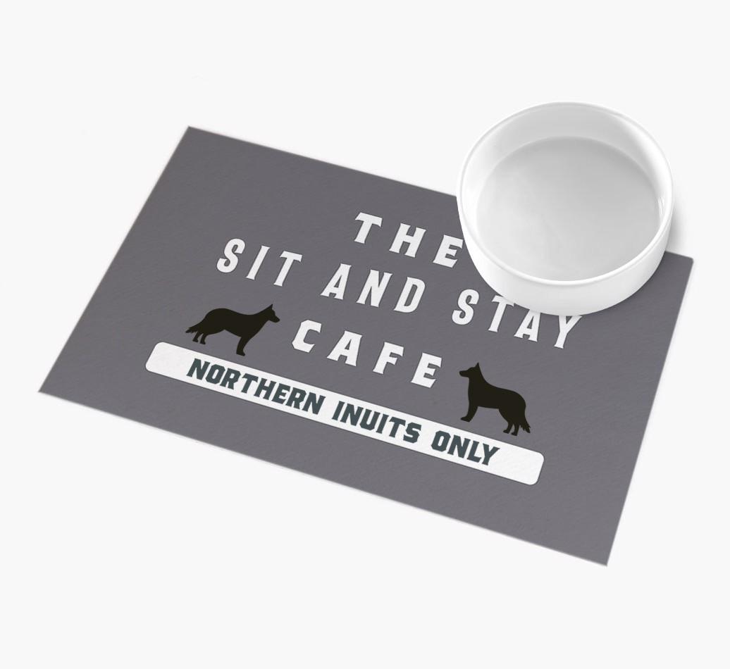 'Sit and Stay Cafe' - Personalized {breedFullName} Feeding Mat