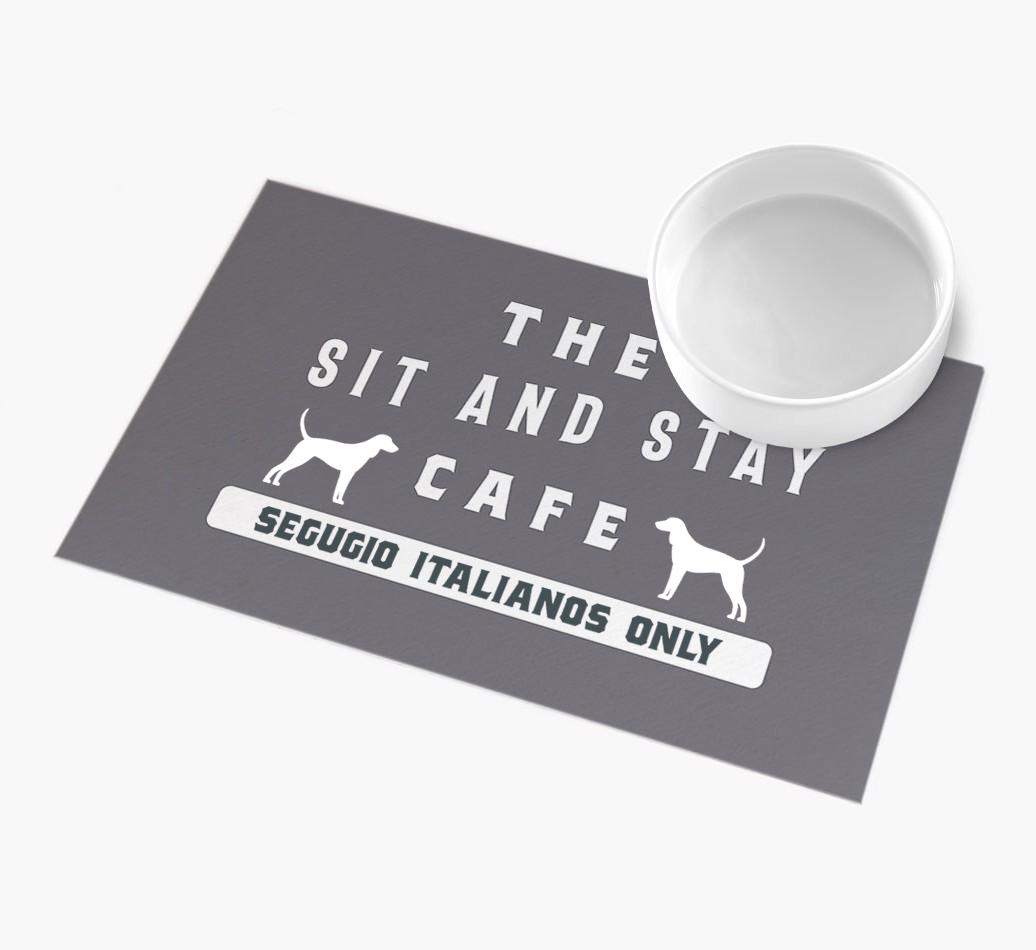 'Sit and Stay Cafe' - Personalized {breedFullName} Feeding Mat