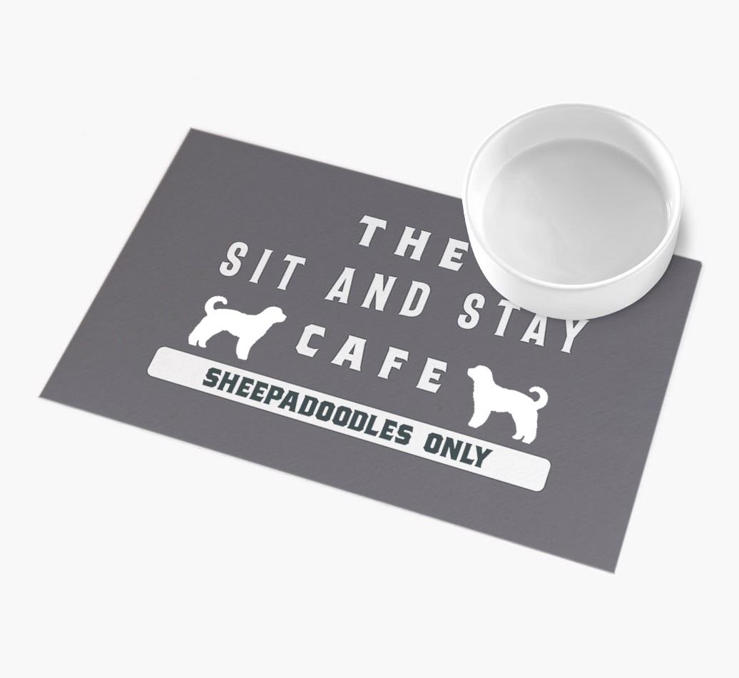 'Sit and Stay Cafe' - Personalized {breedFullName} Feeding Mat