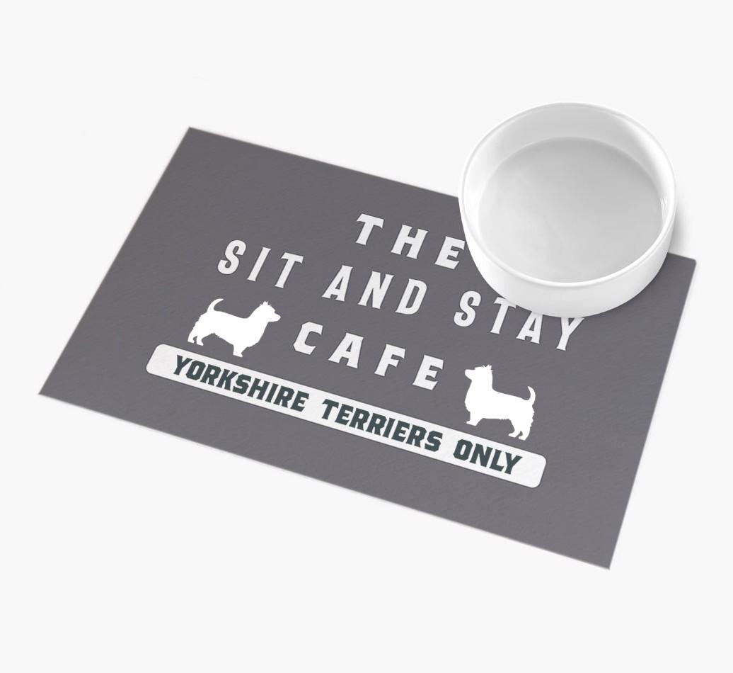 'Sit and Stay Cafe' - Personalized {breedFullName} Feeding Mat