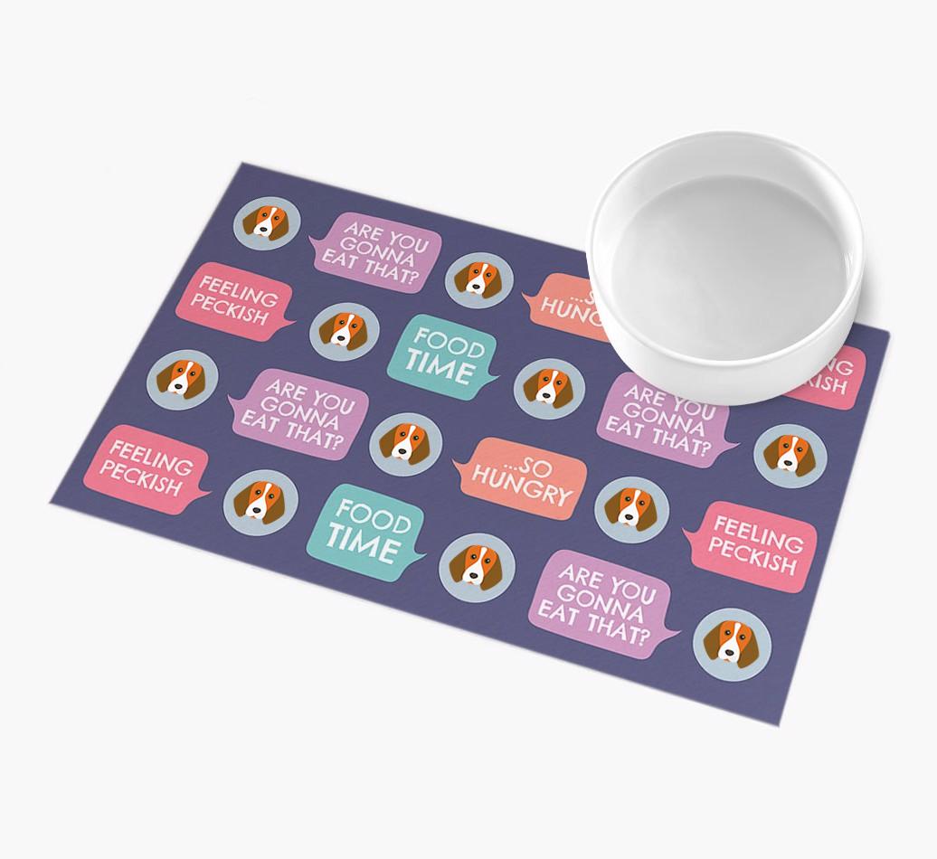 'Speech Bubbles' - Personalized {breedFullName} Feeding Mat