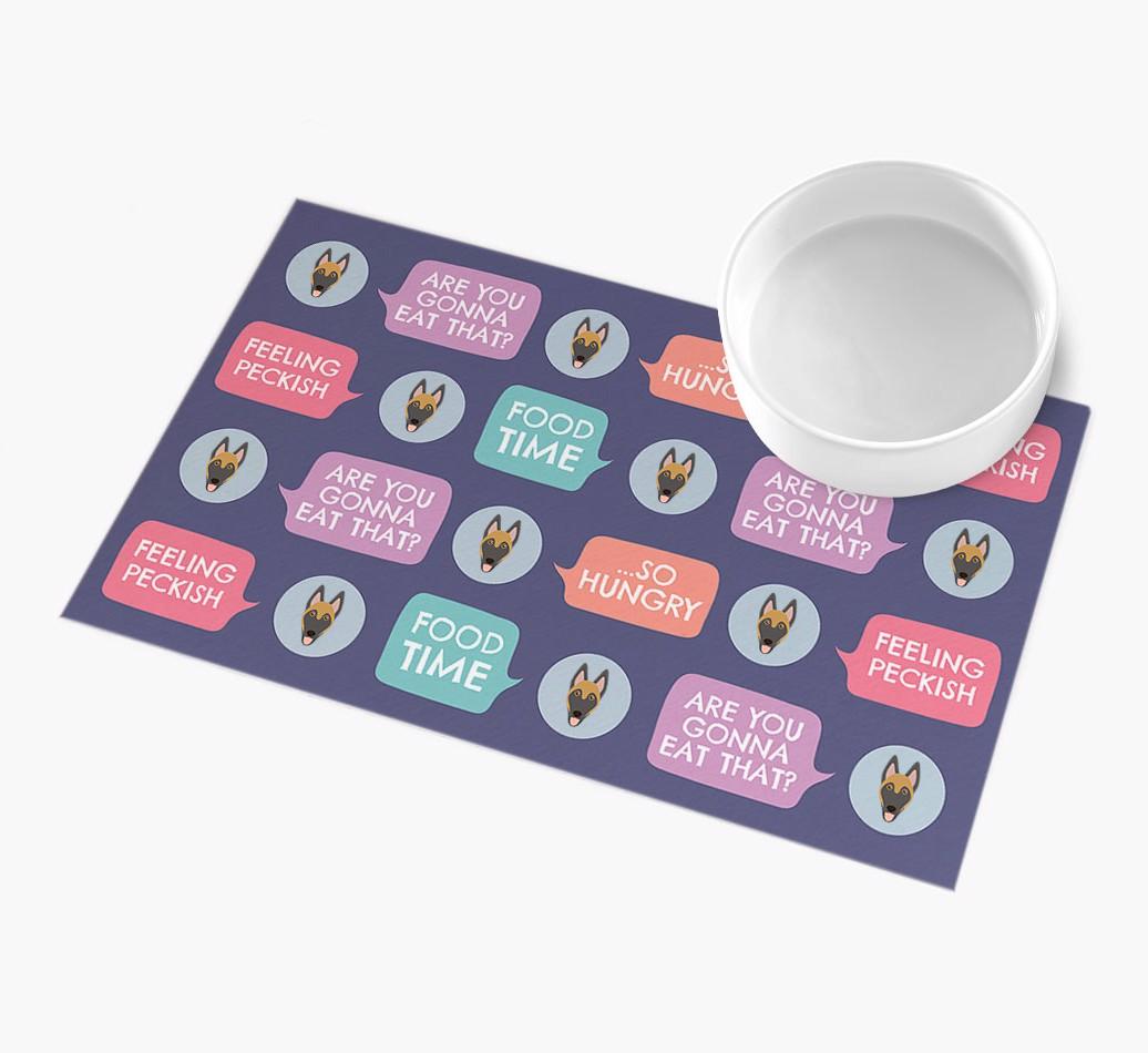 'Speech Bubbles' - Personalized {breedFullName} Feeding Mat