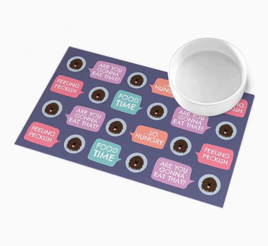 'Speech Bubbles' - Personalized {breedFullName} Feeding Mat