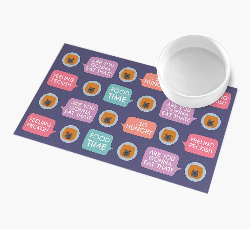'Speech Bubbles' - Personalized {breedFullName} Feeding Mat