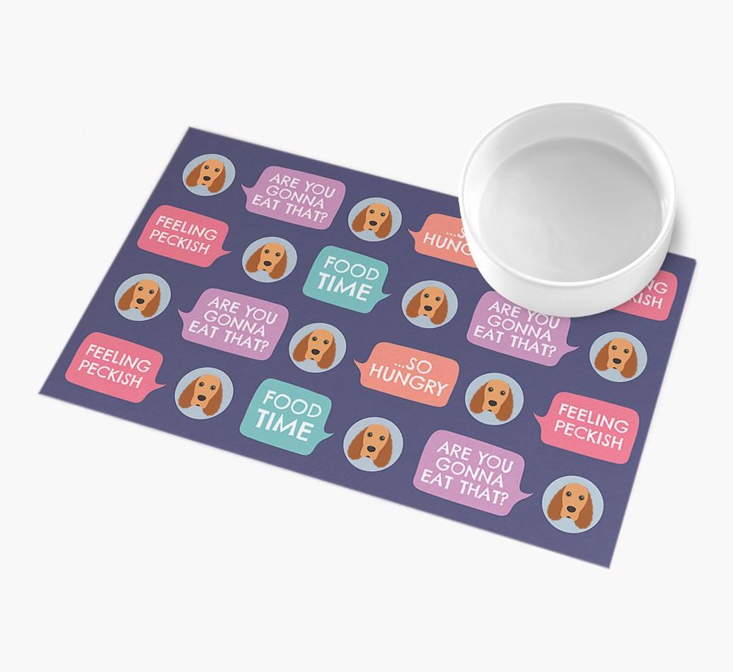 'Speech Bubbles' - Personalized {breedFullName} Feeding Mat
