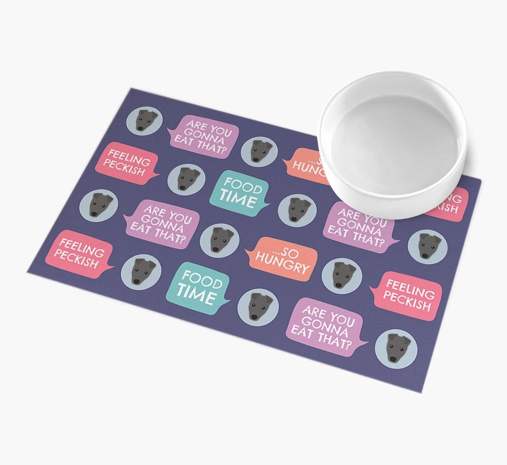 'Speech Bubbles' - Personalized {breedFullName} Feeding Mat