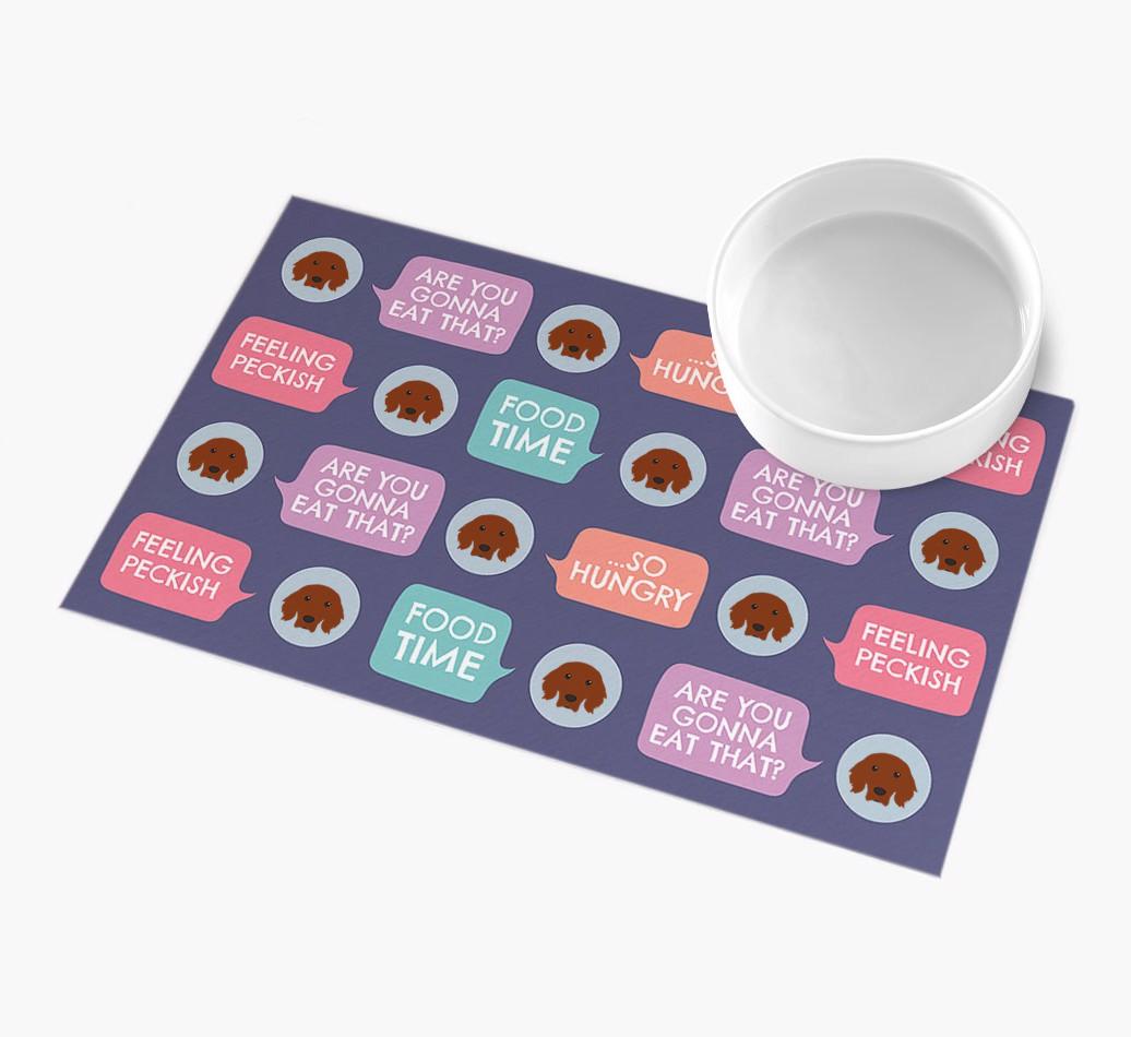 'Speech Bubbles' - Personalized {breedFullName} Feeding Mat