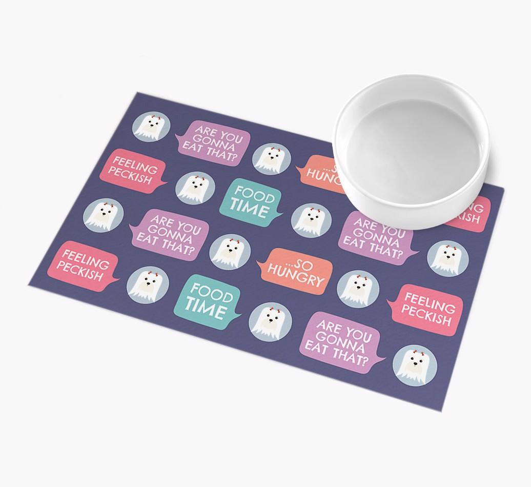 'Speech Bubbles' - Personalized {breedFullName} Feeding Mat