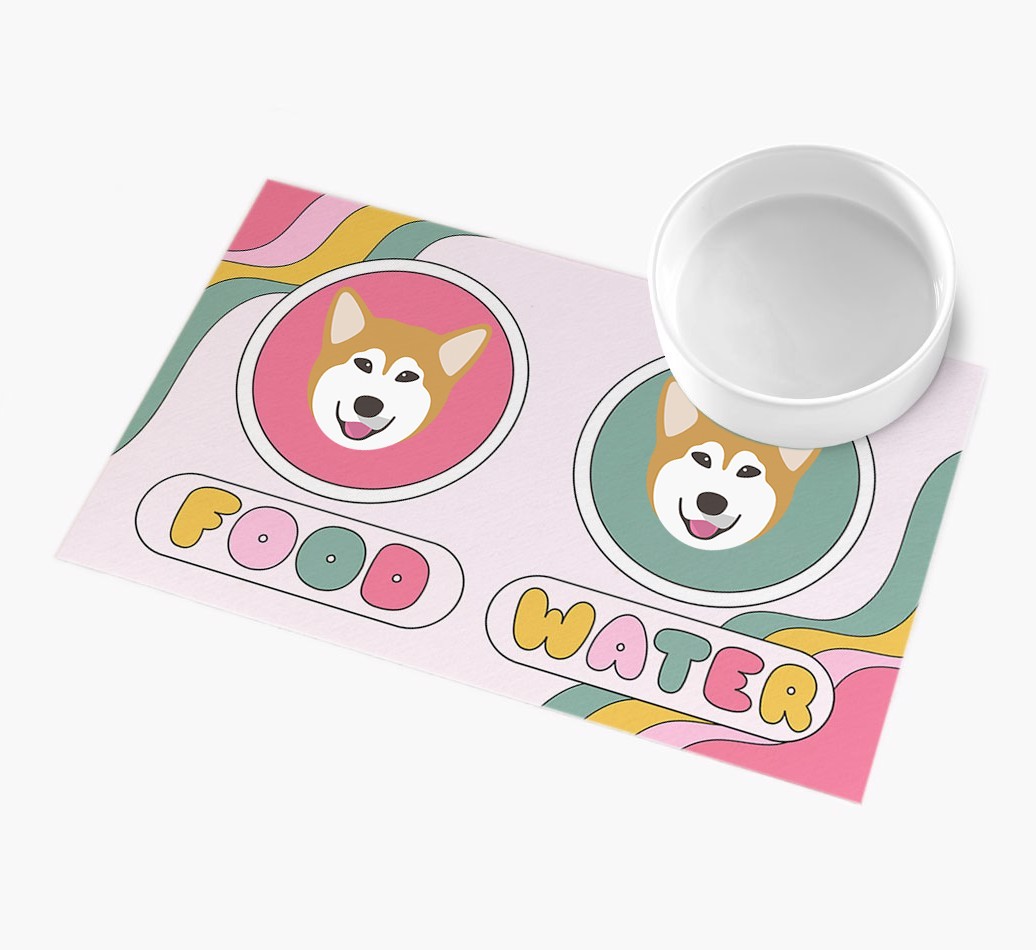 Rainbow Icons: Personalised {breedFullName} Feeding Mat