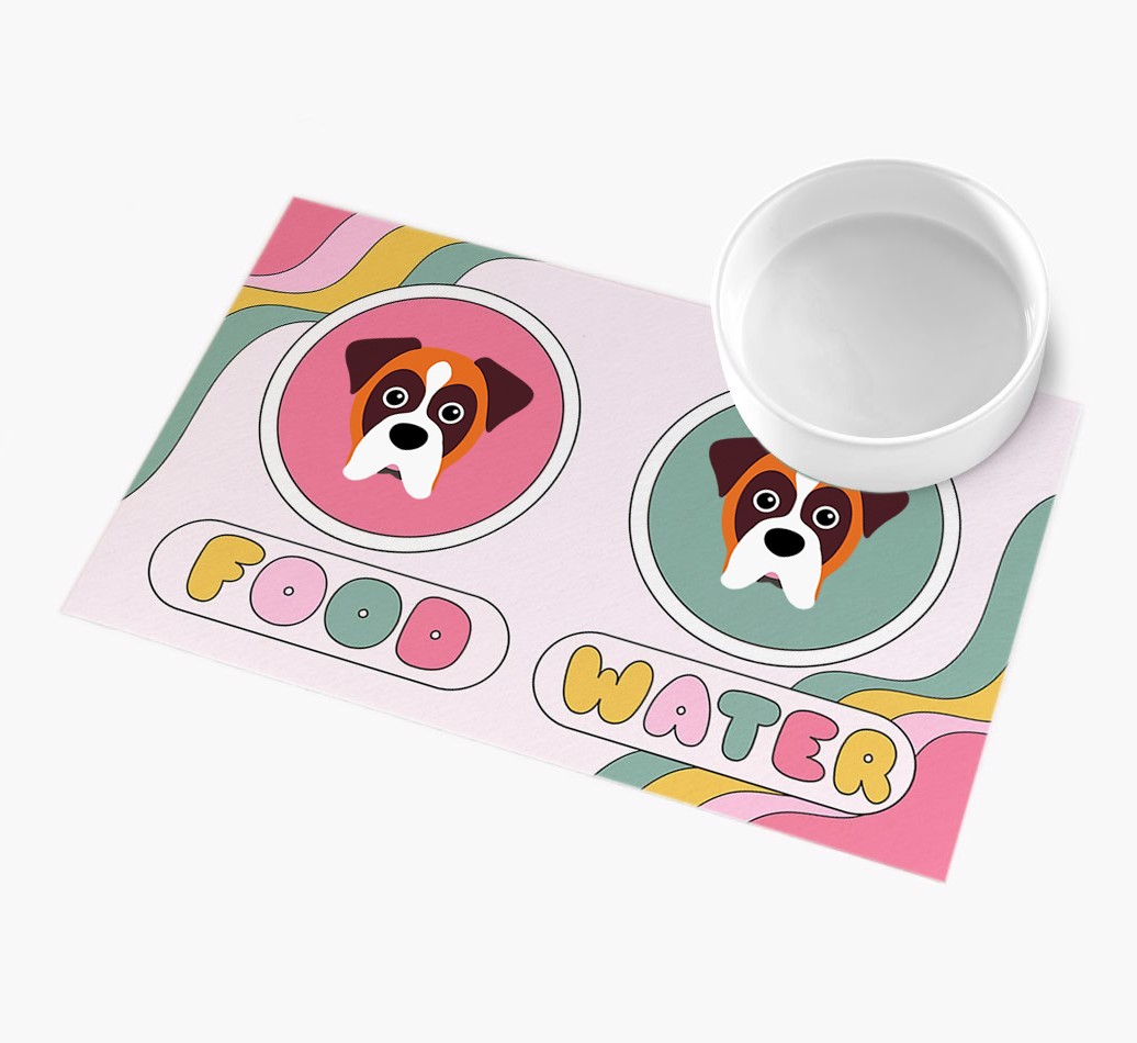 Rainbow Icons: Personalised {breedFullName} Feeding Mat