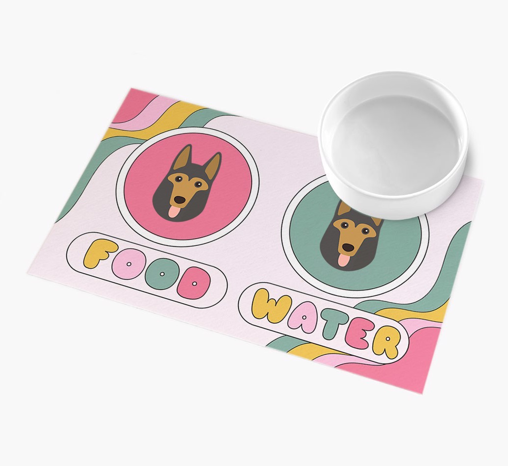 Rainbow Icons: Personalised {breedFullName} Feeding Mat