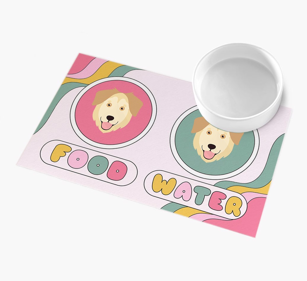 Rainbow Icons: Personalised {breedFullName} Feeding Mat