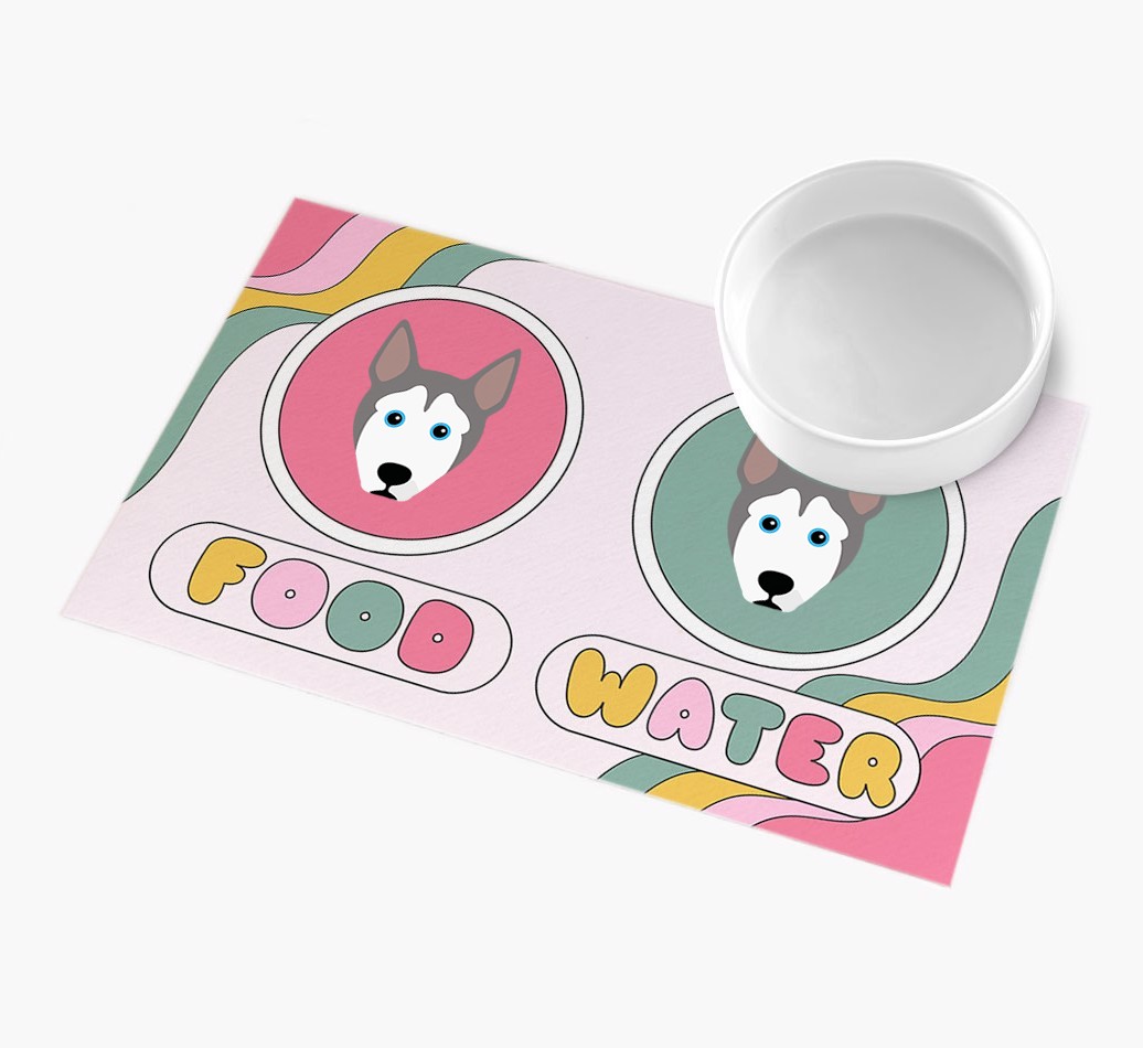 Rainbow Icons: Personalised {breedFullName} Feeding Mat