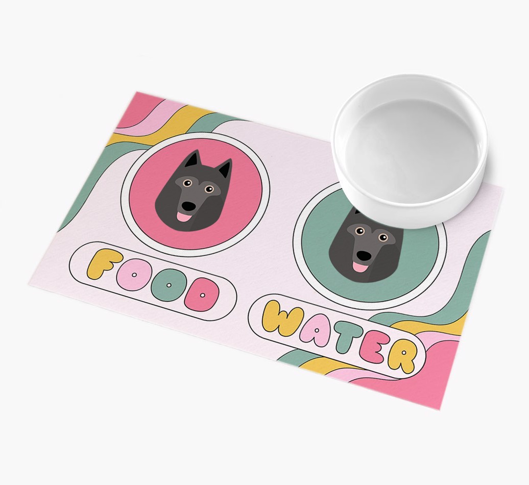 Rainbow Icons: Personalised {breedFullName} Feeding Mat