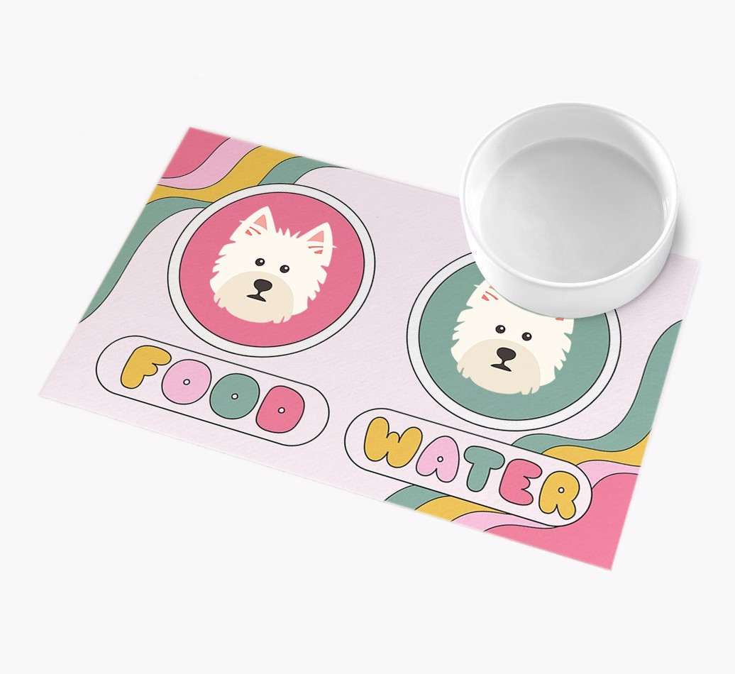 Rainbow Icons: Personalised {breedFullName} Feeding Mat