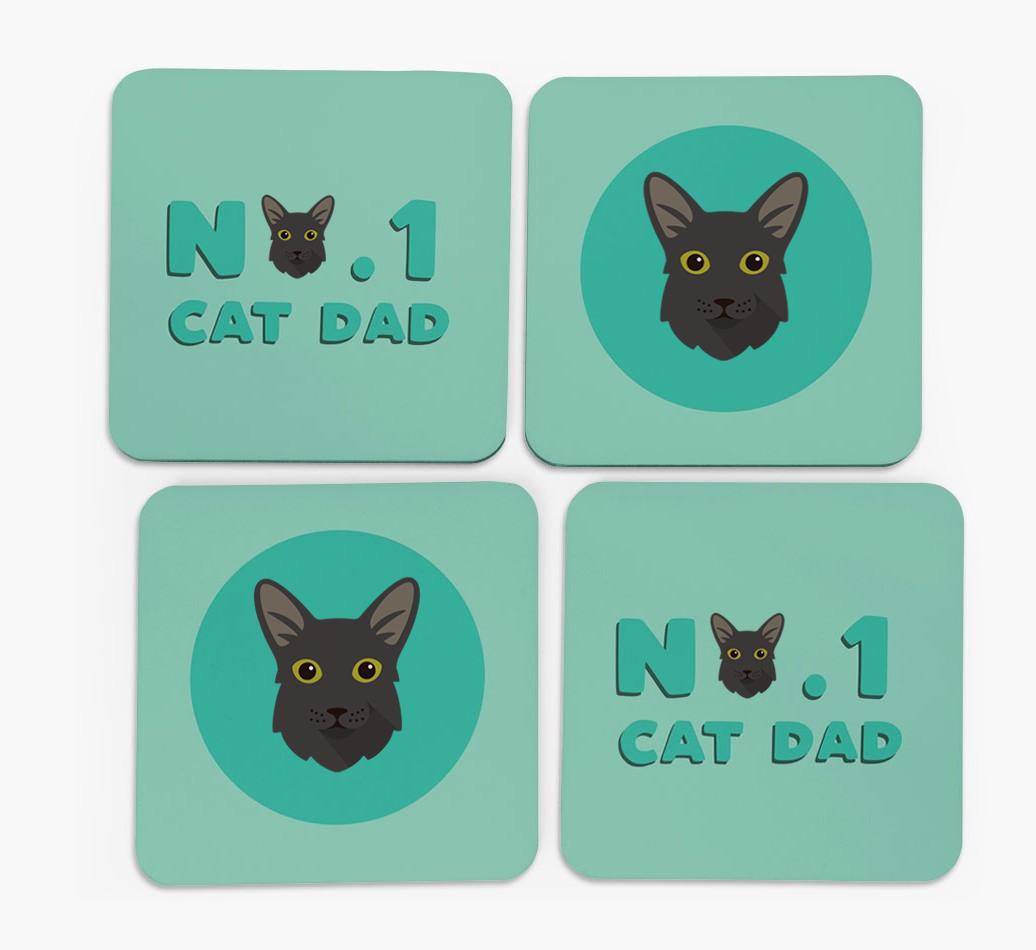 'No. 1 Cat Dad' - Personalised {breedFullName} Coasters (Set of 4)
