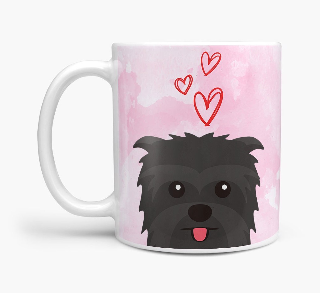 Peeking {breedFullName} Icon and Hearts Mug