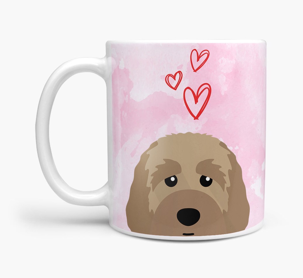 Peeking {breedFullName} Icon and Hearts Mug