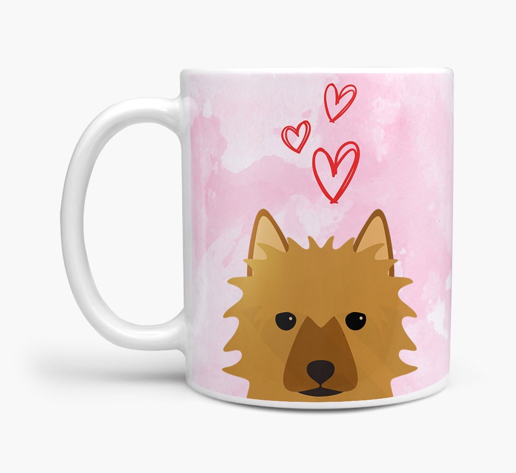 Peeking {breedFullName} Icon and Hearts Mug