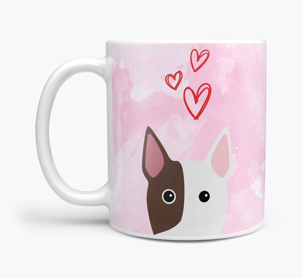 Peeking {breedFullName} Icon and Hearts Mug
