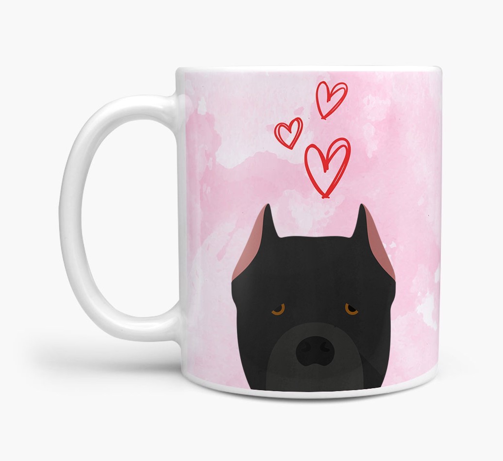 Peeking {breedFullName} Icon and Hearts Mug