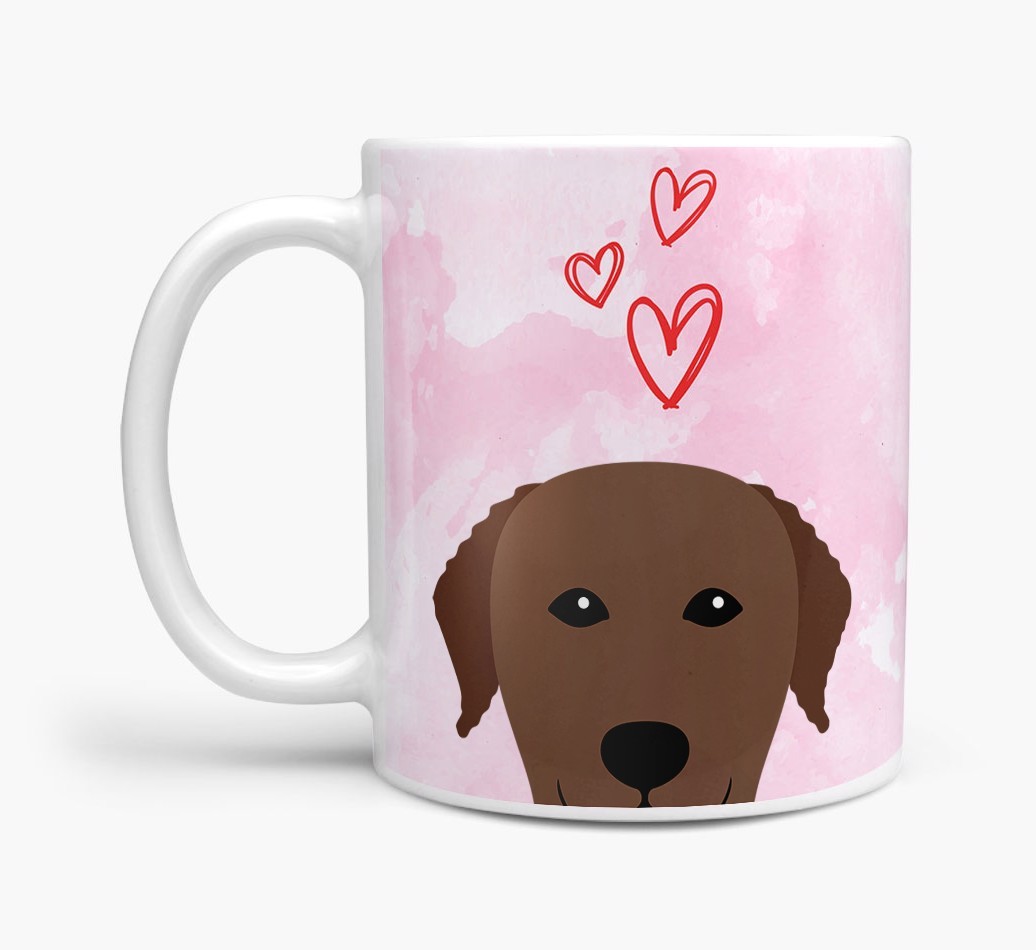 Peeking {breedFullName} Icon and Hearts Mug