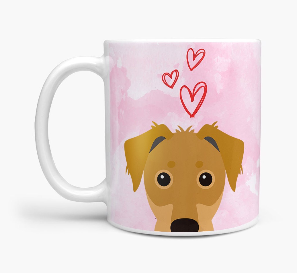 Peeking {breedFullName} Icon and Hearts Mug
