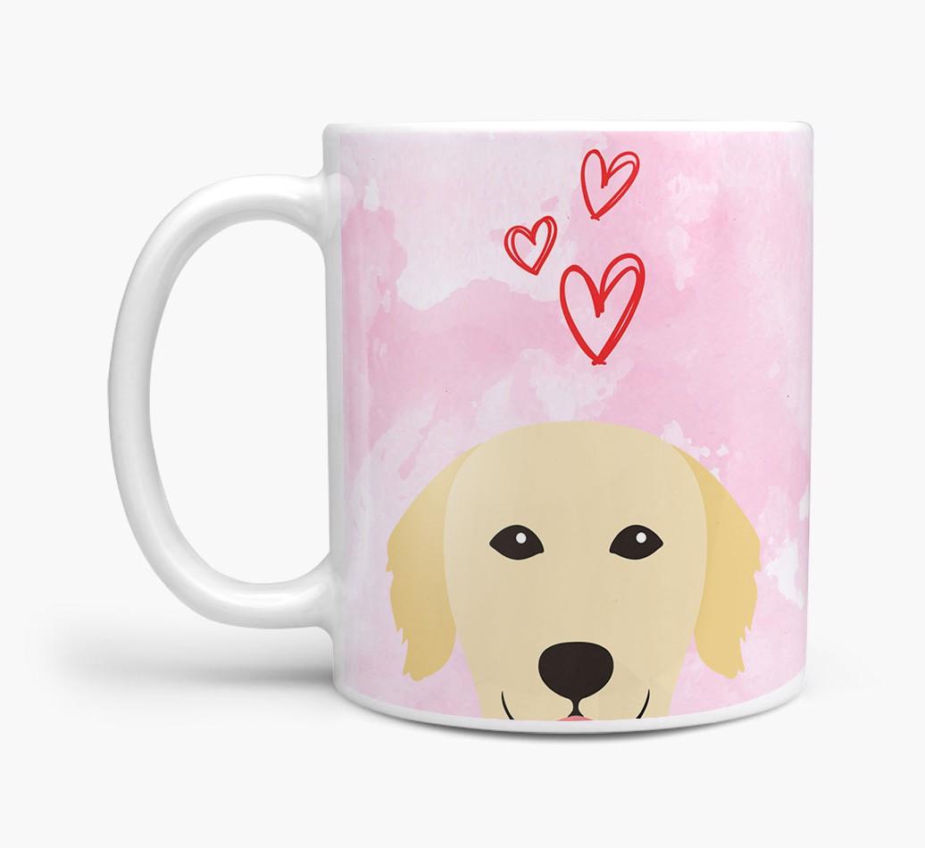 Peeking {breedFullName} Icon and Hearts Mug