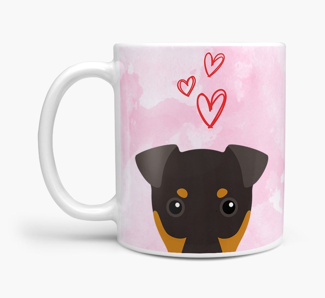 Peeking {breedFullName} Icon and Hearts Mug