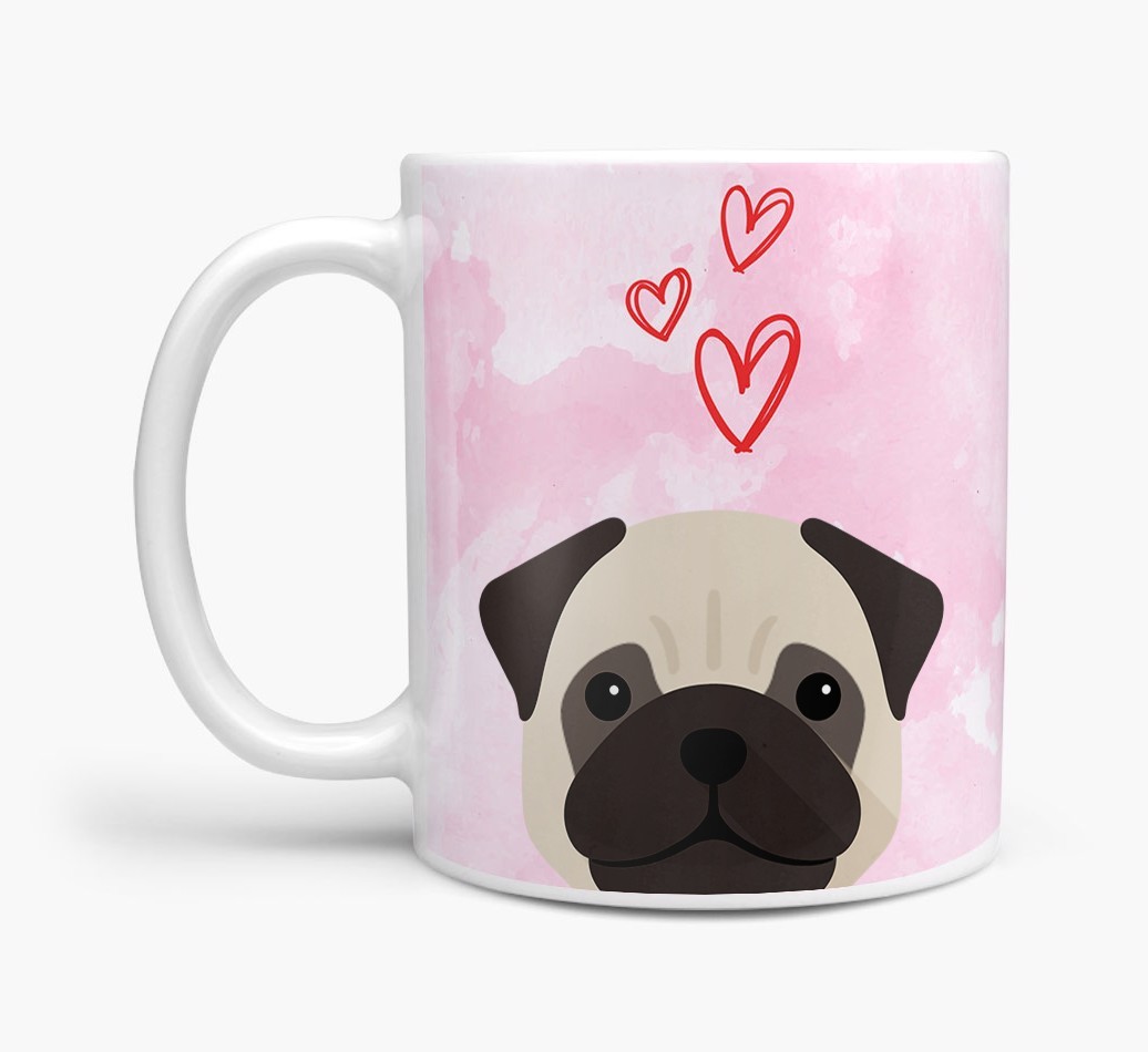 Peeking {breedFullName} Icon and Hearts Mug