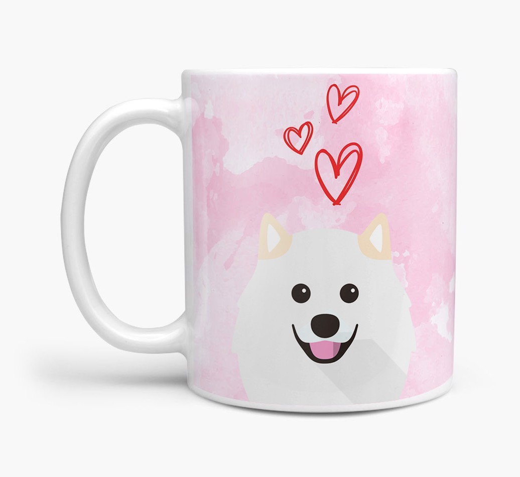 Peeking {breedFullName} Icon and Hearts Mug