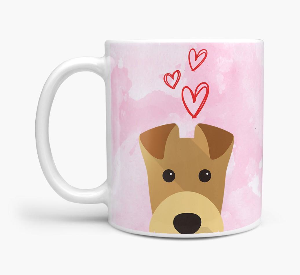 Peeking {breedFullName} Icon and Hearts Mug