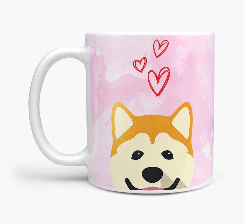 Peeking {breedFullName} Icon and Hearts Mug